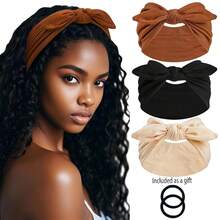 3PCS,Wide Headbands For Women, Large Hairband, Elastic Non-Slip Headband Twist Knotted Accessories, Yoga Workout Vintage Hair 3 Packs (Colour-7) - Multicolor - View 15