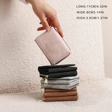 High-Quality Korean Style Minimalist Velvet Trifold Student Wallet, Women Coin Purse - Small - View 4