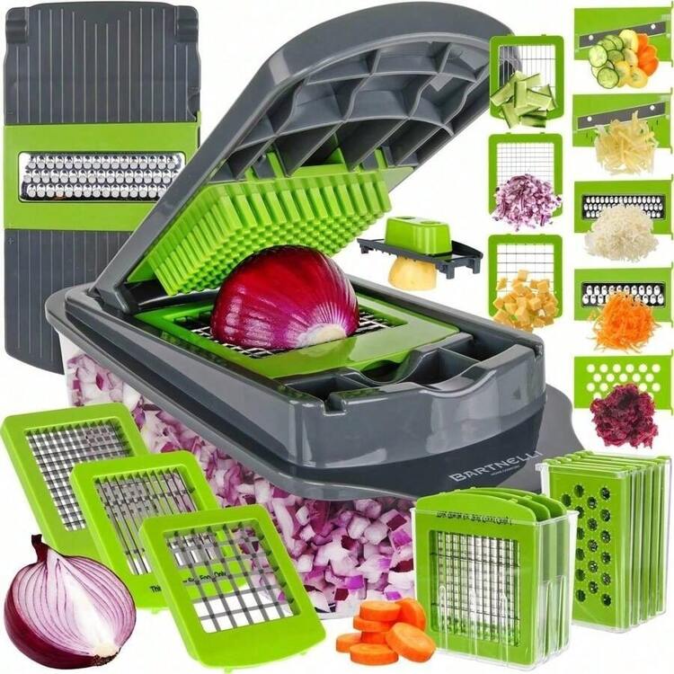 1. Vegetable Onion Chopper, Multi-Function Vegetable Cutter, Food Processor, Onion Chopper With Drain Basket, Carrot & Garlic Chopper With Container, Kitchen Tool, Kitchen Accessory, Suitable For Rapid Vegetable Processing At Home/Restaurant - Random - View 1