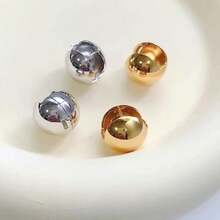 Women's Fashion Round Stud Hoop Earrings, Thick Gold/Silver Plated Dome Earrings, Lightweight Jewelry Suitable For Party And Daily Wear - Silver - View 6