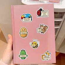 50PCS Funny Encouragement Animal Stickers, Adult Affirmation Stickers, Cute Cartoon Inspirational Companions, Suitable For Water Bottles, Laptops, Mobile Phones, Aesthetic Diary Stickers, Letters, Waterproof Stickers - Multicolor - View 9