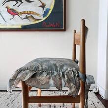 Korean Made Chair Pad Slipcover 17.5'x17.5' Chair Cushion Cover Ties With Ruffle Farmhouse Decor Covers Only, Gift For Mom(Mint Floral) - As - View 9