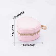 1pc Mini Jewelry Box, Heart-Shaped Jewelry Storage Box With Keychain And Zipper Closure, Convenient Jewelry Case - Multicolor - View 6