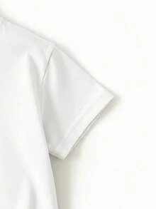 2件套女童柠檬汽水印花短袖T恤和粉色条纹短裤套装，夏季 - 白色 - 查看 4