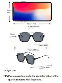 Men's Casual Basic Black Rectangular Fashion Glasses, Suitable For Holiday Outings, Outfit Matching, Also Can Be Used As Holiday Gifts - Multicolor - View 4