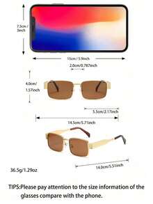 1副男女通用椭圆形/方形小框高品质个性化简约时尚眼镜，适合休闲、旅行、派对、海滩、日常佩戴 - 彩色 - 查看 5