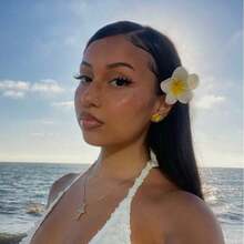 2Pcs/Hairpin Plumeria Headdress Holiday Style Seaside Bangs Female Flower Hairpin Side Hairpin Clip Egg Ear Clip - 黃色 - 查看 3