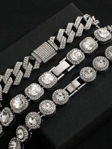 قلادة هيب هوب صخرية للرجال، مجوهرات سبيكة الزنك متعددة الطبقات، سلسلة كوبية مبالغ فيها بشكل أنيق، يمكن ارتداؤها بشكل متعدد، مناسبة للارتداء اليومي - متعدد الألوان - مشاهدة 1