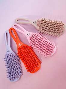 1pc Large Curling Hair Brush - Suitable For Curly Hair, Unisex, Flexible And Easy To Comb - For Dry And Wet Hair, Perfect For Curly Hairstyles, Separates Curls, Adds Volume - Anti-Static, Heat-Resistant Styling Tool - Multicolor - View 2