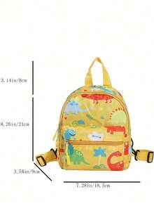 Cartoon Dinosaur Nylon Cute Backpack - Yellow - View 6