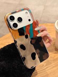 Retro Leopard Print Patchwork 4-Color Double Layer Phone Case, Compatible With Apple 17 Pro Max/17 Air/16 Pro Max/15 Pro Max/14 Pro Max/13 Pro/12 - Multicolor - View 10