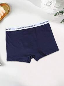 Men's Black Briefs With Letter & Rose Flower Print, Elastic Comfortable Everyday Underwear - Blue - View 3