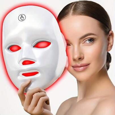 Máscara facial LED de 7 colores, máscara de belleza facial eléctrica, dispositivo de cuidado facial de 400mAh