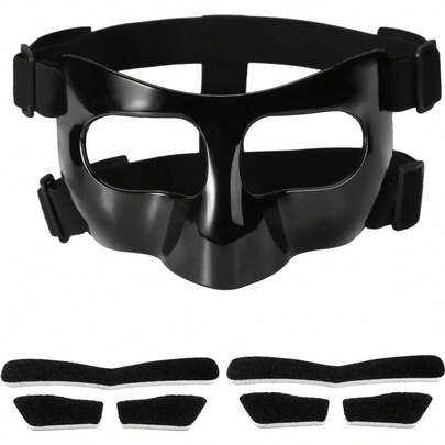 Slzhds Careta Protectora Facial Deportes, Protector Facial Transpirable Nariz y Cara, Ajustable Protector de Nariz para Deportes, Máscara de Baloncesto, Softball, con Amortiguadores