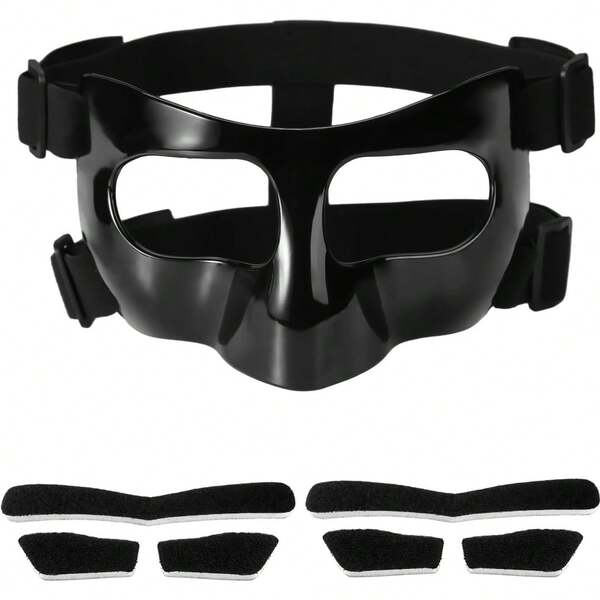 Slzhds Careta Protectora Facial Deportes, Protector Facial Transpirable Nariz y Cara, Ajustable Protector de Nariz para Deportes, Máscara de Baloncesto, Softball, con Amortiguadores