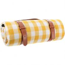 Mantel de Picnic Grande Resistente la Humedad Color Amarillo y Crema para Playa Camping y Picnic Tapete Portátil para Exteriores - A - Ver 1