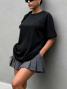 Women's Solid Color Casual Sports Short Sleeve T-Shirt - Lightweight Outdoor Ready T-Shirt: Breathable For Hiking And Daily Wear Black Summer - Black - View 6