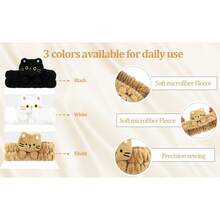 1pc Women/Girls Spa Headband, Cute Hair Band, Facial Cleansing & Makeup Headband, Plush Kitty Face Care Headband, Essential For Spa Day (Black, White, Khaki) - Basic model - View 9