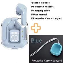 New Transparent Touch Control Low Latency TWS Wireless Earbuds With Silicone Protective Case & Lanyard Strap, Suitable For Sports, Office, Gaming, USB-C Charging, 5.3 Semi-In-Ear Wireless Sports Earphones With Extra-Long Battery Life (Earbuds With Silicone Case & Lanyard Included) - one-size - View 14