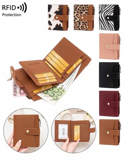 CHARM INFINITE Mode Vintage Frauen Kurze Geldbörse für den täglichen Gebrauch, Multifunktion, Großer Kapazität Dreifach-Geldbörse, RFID-blockierendes Portemonnaie für Kreditkarten/Ausweise/Münzen/Bargeld/Quittungen/Fotos, Damen Reißverschluss Clutch, Geschenke, Geburtstagsgeschenke, Jahrestag