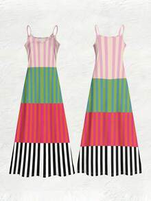 Long Spaghetti Strap Dress One Piece Casual Sexy Spring, Summer, And Autumn Backless Knitted Fabric Holiday School Vacation - Nhiều màu - Xem 5