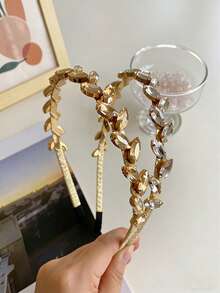 1件水晶水钻缠绕发箍，优雅法式发圈，百搭派对头饰 - 彩色 - 查看 4