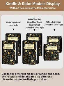 Jade Orchid Notebook Pattern Tablet Case, Compatible With IPad 9.7/10.2/10.5/10.9/12.9/Pro 11, 10th Generation, Compatible With Samsung Galaxy Tab S6 Lite 10.4-Inch, Compatible With Kindle Paperwhite 12th Gen 2024, Kindle (11th Generation) 2022 Version, Kobo Clara Color, Soft Fall Protection, Smart Stand/Auto Wake/Sleep - Multicolor - View 11