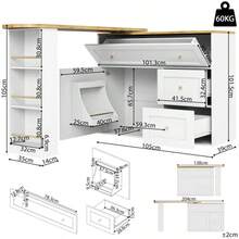 Extendable Bar Table With Storage (138-204*39*105cm), Kitchen Furniture, Sideboard With Snack Shelf, Telescopic Bar Table, High Table, Bistro Table, Kitchen Island, Black - 白色 - 查看 6