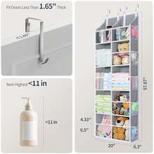 80lb Clear Door Hanging Yarn Storage Organizer, 10 Large Plastic Pockets & 10 Mesh Pockets Over The Door Crochet Organizer, 5 Tier Yarn Ball Storage For Knitting Needles, Gray Variant 1 - Xám - Xem 2