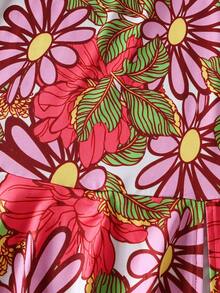 两件套女童热带印花露背吊带背心和中长鱼尾裙，适合海滩和度假穿着 - 彩色 - 查看 9