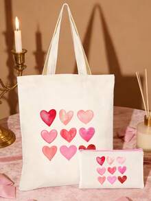 Disponible en talla S/M/L, bolso de lona grande con capacidad, bolso de compras, bolso de hombro con tema de corazón rosa, bolso de regalo con patrones de acuarela de corazón, lazo, cereza, fresa, arcoíris, estrella, adecuado para cumpleaños, vacaciones, Día de San Valentín, Día de la Madre, aniversario, regreso a la escuela, fiesta de graduación, fiesta temática de niñas, piscina, playa, fiesta de spa, despedida de soltera, boda, bolsa de caramelos y aperitivos de cumpleaños, decoración de fiesta - Beis - Ver 5