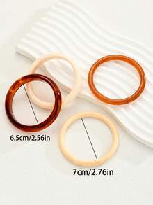 4 peças/3 peças Conjunto Vintage Punk Geométrico Assimétrico Pulseira de Resina Marrom, Café, Azul, Amarelo Acrílico Semi-Transparente Espessa, Personalizada Minimalista Elegante Adequada para Mulheres e Homens, Presente para Festa, Jantar, Dia a Dia (Padrão de Resina Aleatório) - Multicolorido - Visão 10