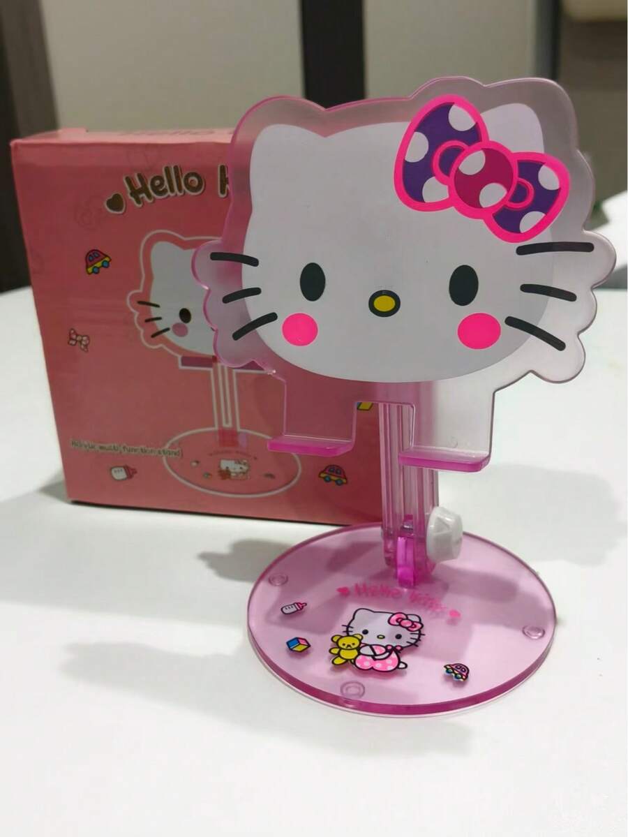 SANRIO 1个可爱小猫咪可调节折叠亚克力桌面手机支架，多功能平板电脑和手机支架（略有色差）