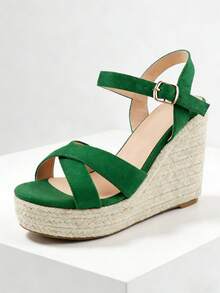 Ziheels Women's Platform Wedge Sandals 4.5 Inch Thick Sole High Heels Boho Daily Leisure Shoes Ankle Strap Green Sandals Summer Comfortable Wedges For Dating Vacation Party - màu xanh lá - Xem 3