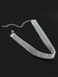 1 chiếc vòng cổ choker đính đá, thích hợp cho nữ giới dự đám cưới, tiệc tùng và đeo hàng ngày. - màu sắc - Xem 2