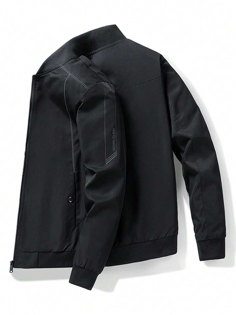 Spring & Autumn Thin Stand Collar Jacket Men, Casual Youth Outerwear, Versatile Daily Wear - Black - View 1