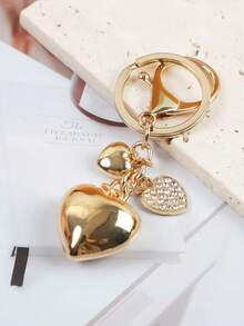 1 móc khóa hình trái tim đính đá, mặt dây chuyền hình trái tim nhỏ xinh, phụ kiện túi xách, móc chìa khóa, vòng chìa khóa xe hơi, quà tặng cho bạn trai, bạn gái, gia đình, quà tặng ngày Valentine cho mẹ, bố, quà tốt nghiệp và quà cho giáo viên. - Vàng-01 - Xem 6