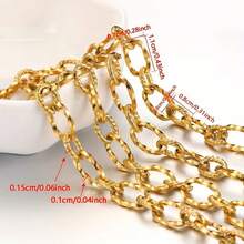 1米金色不锈钢扭链，椭圆形链节，适合DIY珠宝制作 - 彩色 - 查看 3