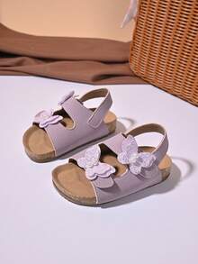 Girls' Lace Floral Suede Sandals – Adjustable Ankle Strap, Closed Toe Design, Soft Padded Footbed, Elegant Summer Toddler Party Footwear - White - View 2