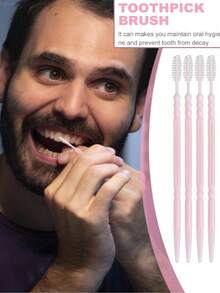 300/100/2支装一次性双头塑料牙签，口腔清洁牙线棒，便携旅行装，适用于牙齿 - 彩色 - 查看 3