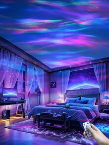 Creative Northern Lights LED Projector Lamp, Dynamic Starry Sky Lighting Effect, Galaxy Atmosphere Light, USB Powered, Couples Holiday Gift, Home Gathering, Event Decor Light, Suitable For Bedroom, Living Room, Game Room, Party, Birthday - Multi-color light - View 4