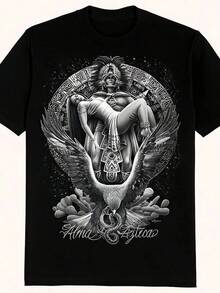Men's T Shirts Men's Cotton T-Shirt,T-Shirt Chicano Graphic T-Shirt, Street Style Clothing Chicano Art, Lowrider Art, Graphic, Chicano Art T-Shirt, Street Fashion Style, Retro Millennial Men's Printed T-Shirts Men's Casual Print Round Neck Short Sleeve T-Shirt Standard Fit T-Shirt For Men - 黑色 - 查看 1