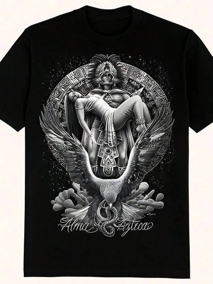 Men's T Shirts Men's Cotton T-Shirt,T-Shirt Chicano Graphic T-Shirt, Street Style Clothing Chicano Art, Lowrider Art, Graphic, Chicano Art T-Shirt, Street Fashion Style, Retro Millennial Men's Printed T-Shirts Men's Casual Print Round Neck Short Sleeve T-Shirt Standard Fit T-Shirt For Men - 黑色 - 查看 1