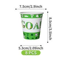 1 Set Of Green Soccer Themed Disposable Plates, Napkins And Cups, Serves 8 Guests, Suitable For Birthday, Wedding, Party, Family Picnic - Multicolor - View 7
