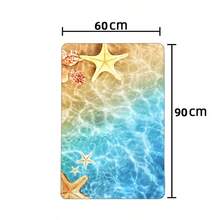 1件海洋系列浴室防滑地墊，海灘海星貝殼圖案法蘭絨地墊，適用於浴室地墊、馬桶墊、廚房地墊 - 多色2 - 查看 10