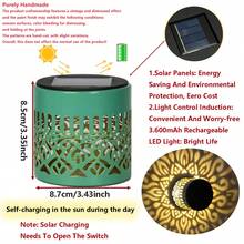 1个太阳能围栏灯,户外壁灯,镂空设计,LED太阳能灯,适用于花园、庭院、露台、楼梯照明,也可用于花园、草坪、露台、楼梯、生日派对装饰、庭院花园装饰、前门装饰、圣诞节和万圣节派对庭院装饰、斋月灯笼、斋月装饰 - TY-K223 - 查看 16