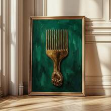 1幅装裱/未装裱非洲力量帆布海报，金色绿色可选，非洲中心主义奢华墙面艺术印刷品，简约少女风房间美学装饰复古画，适用于公寓、客厅、卧室、现代家居装饰 - A - 查看 3