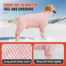 狗狗睡衣，抓绒高领全身雪服，小型、中型、大型犬术后恢复服，舒适防风狗狗毛衣 - 彩色 - 查看 7