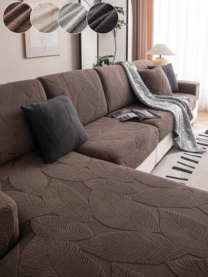 1pc Jacquard Plush Anti-Slip Sofa Seat Cushion Cover, Soft & Skin-Friendly Modern Style, Pet-Proof & Elastic Sofa Slipcover, Suitable For L-Shaped Combination Sofa And 1/2/3/4 Seat Sofa (Sold Individually)
