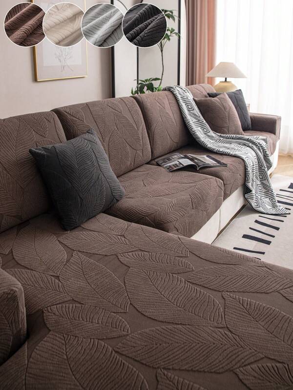 1pc Jacquard Plush Anti-Slip Sofa Seat Cushion Cover, Soft & Skin-Friendly Modern Style, Pet-Proof & Elastic Sofa Slipcover, Suitable For L-Shaped Combination Sofa And 1/2/3/4 Seat Sofa (Sold Individually)